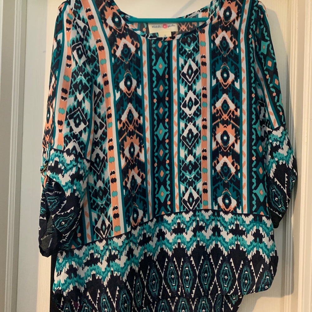 Teal and Coral Blouse